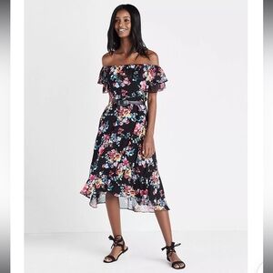 Express Floral Flare Dress